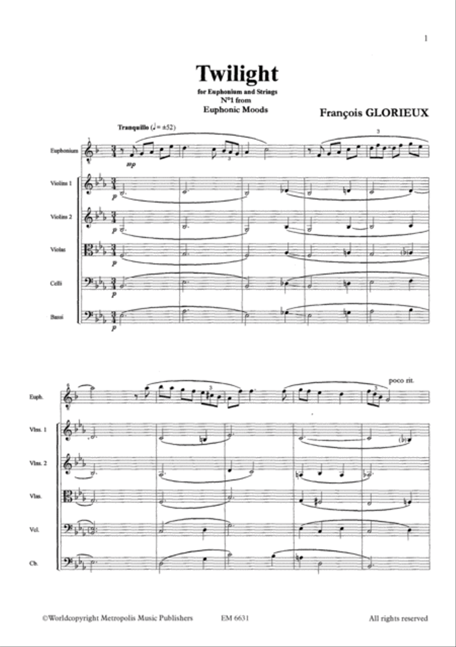 Twilight for Solo Euphonium and String Orchestra String Orchestra scores gallery preview page 2