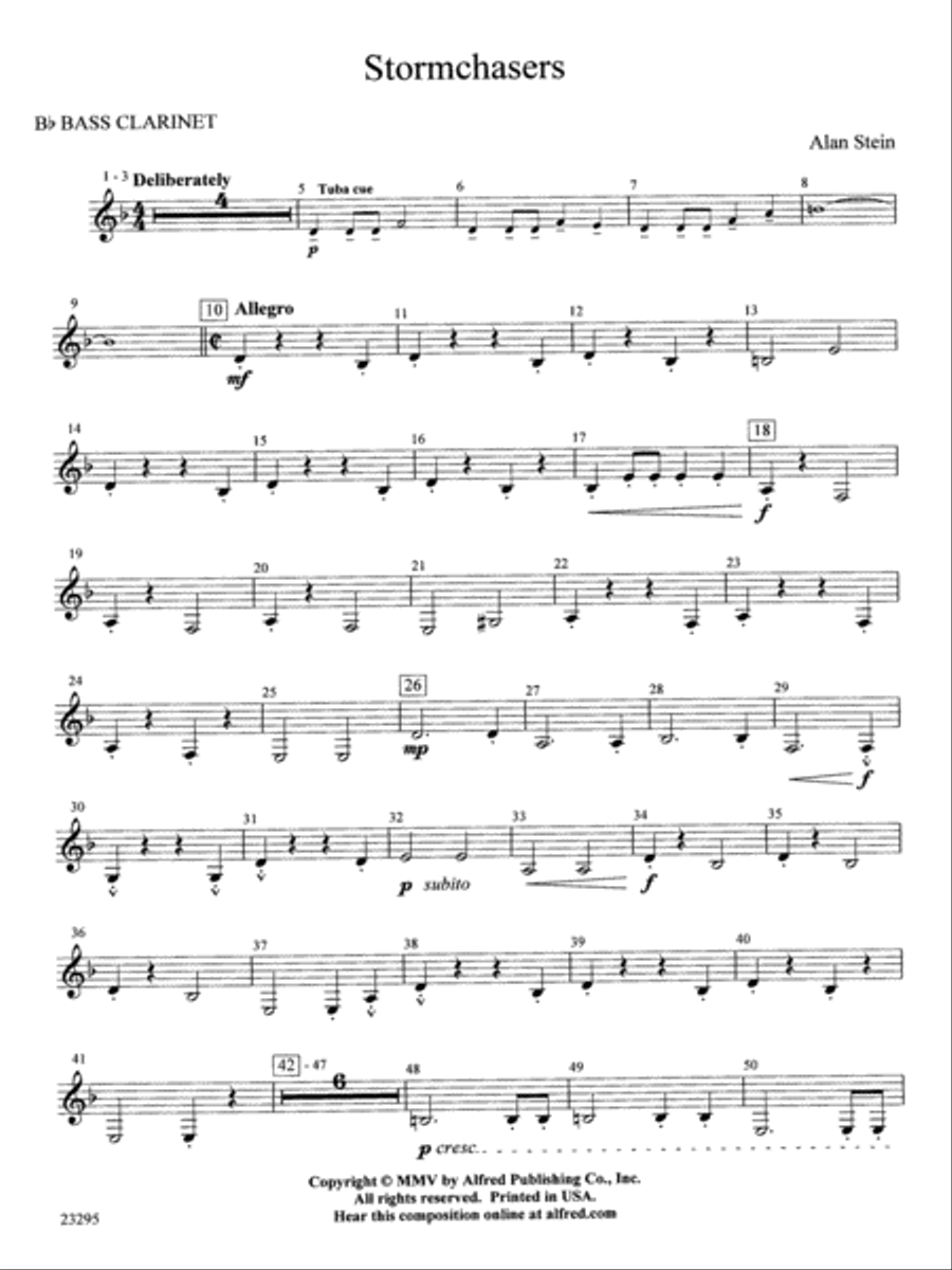 Stormchasers: B-flat Bass Clarinet Concert Band scores gallery preview page 1