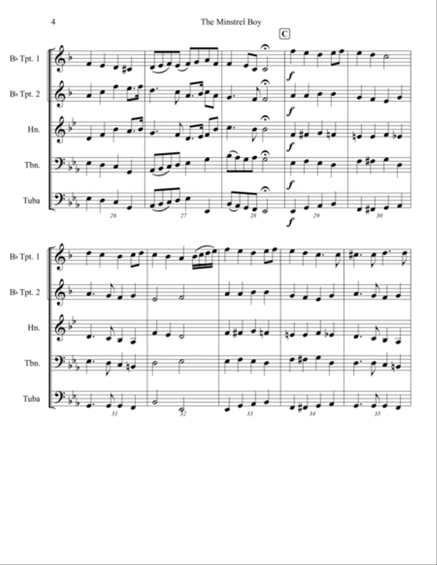 The Minstrel Boy Brass Ensemble scores gallery preview page 5