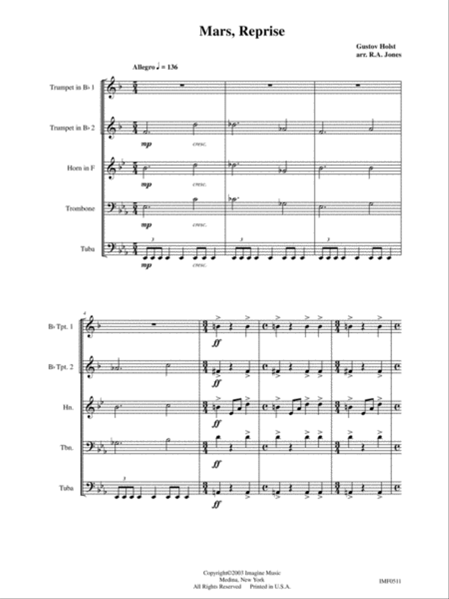 Mars, Reprise Brass Quintet scores gallery preview page 2
