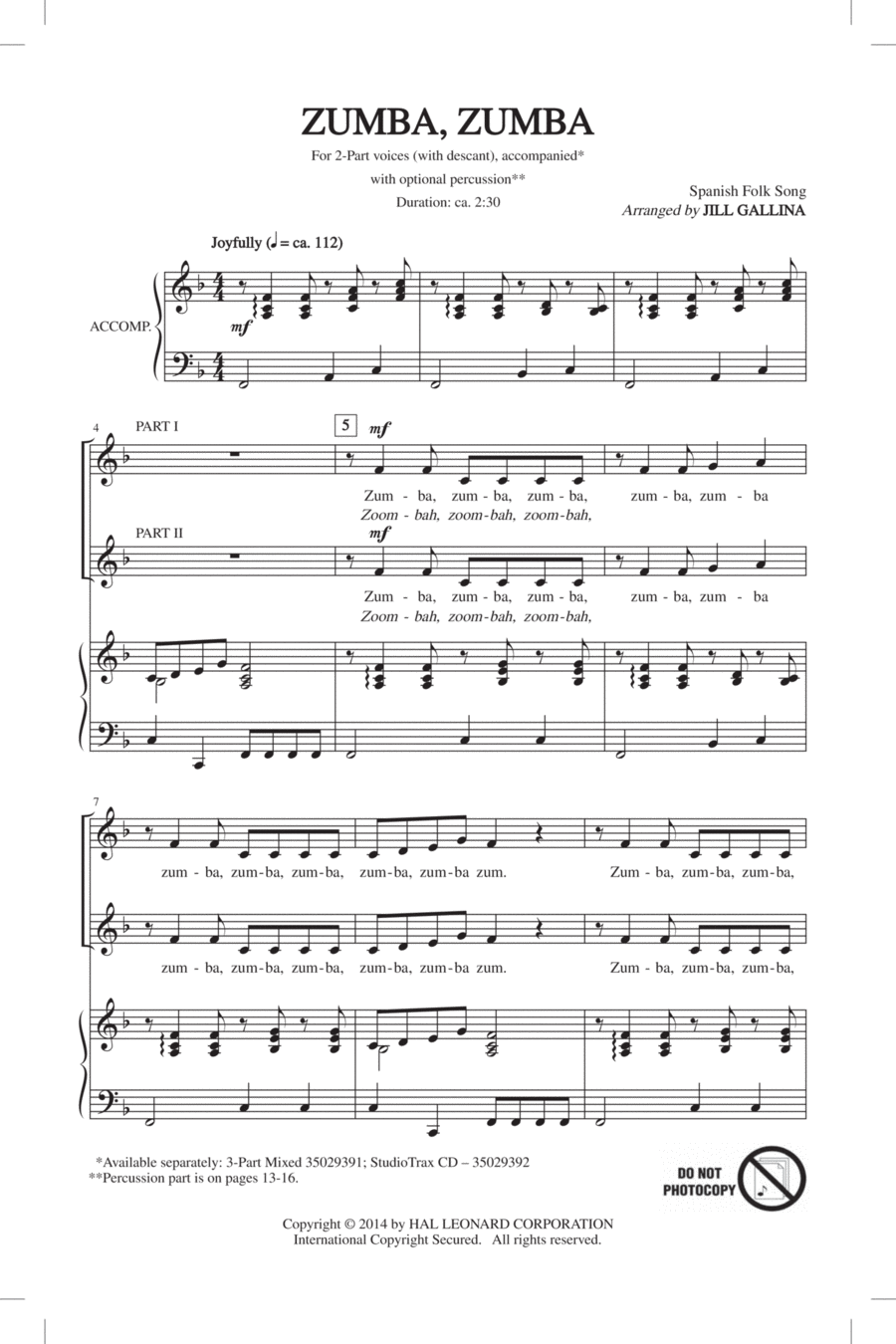 Zumba, Zumba 2-Part scores gallery preview page 1