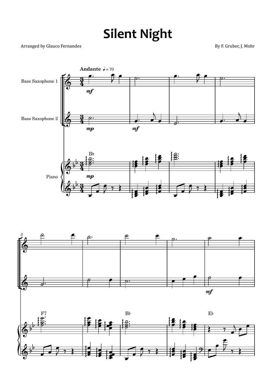 Silent Night Woodwind Duet scores gallery preview page 1