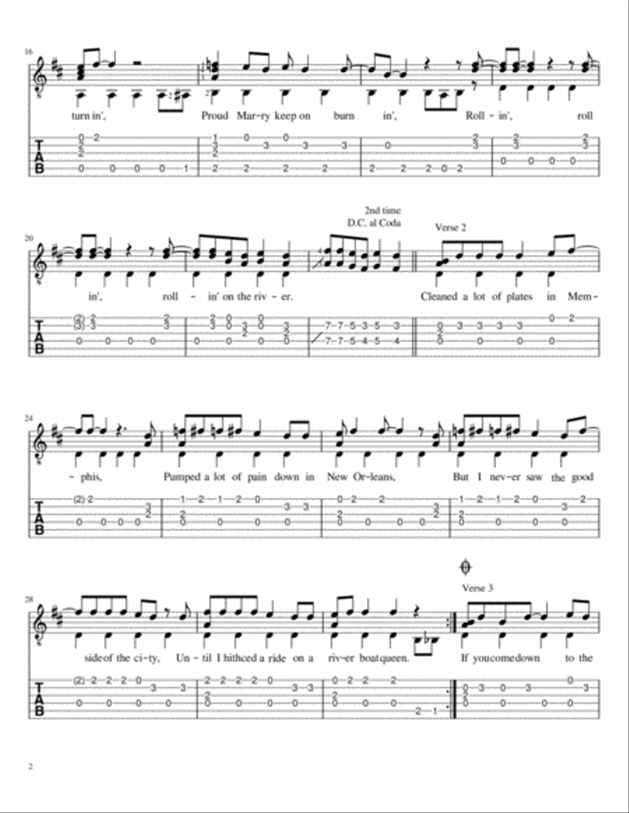 Proud Mary Guitar Solo scores gallery preview page 2