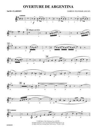 Overture de Argentina: 2nd B-flat Clarinet