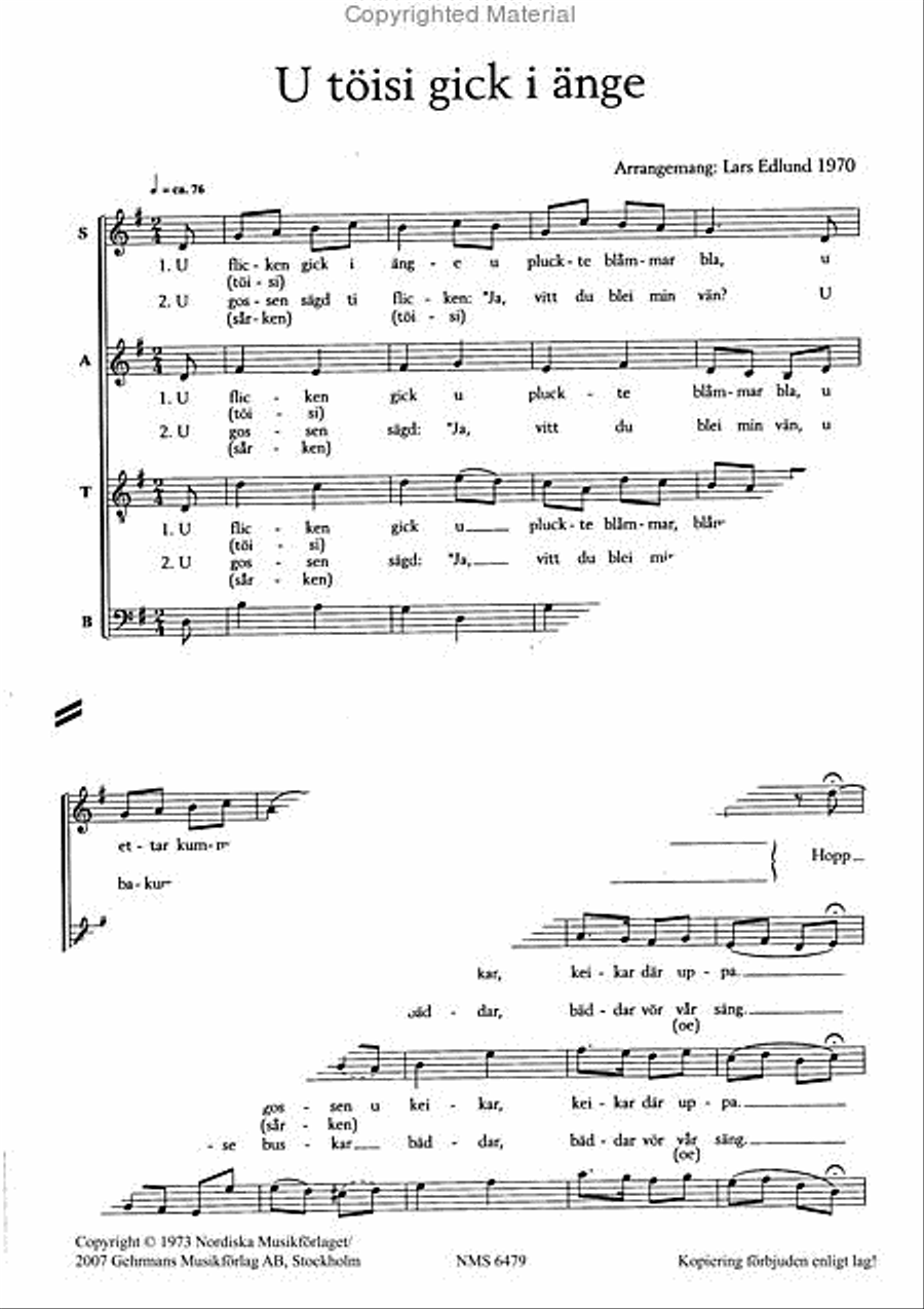 Tre gotlandska folkvisor Tre gotlandska folkvisor 4-Part scores gallery preview page 4