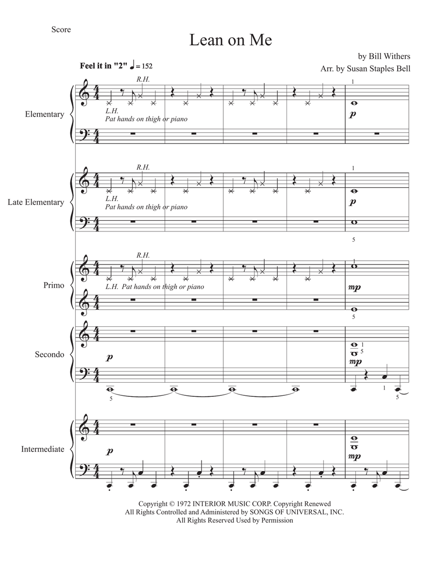 Lean On Me Piano Method scores gallery preview page 2