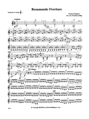 Rosamunde Overture, Opus 26: 3rd Violin (Viola [TC])
