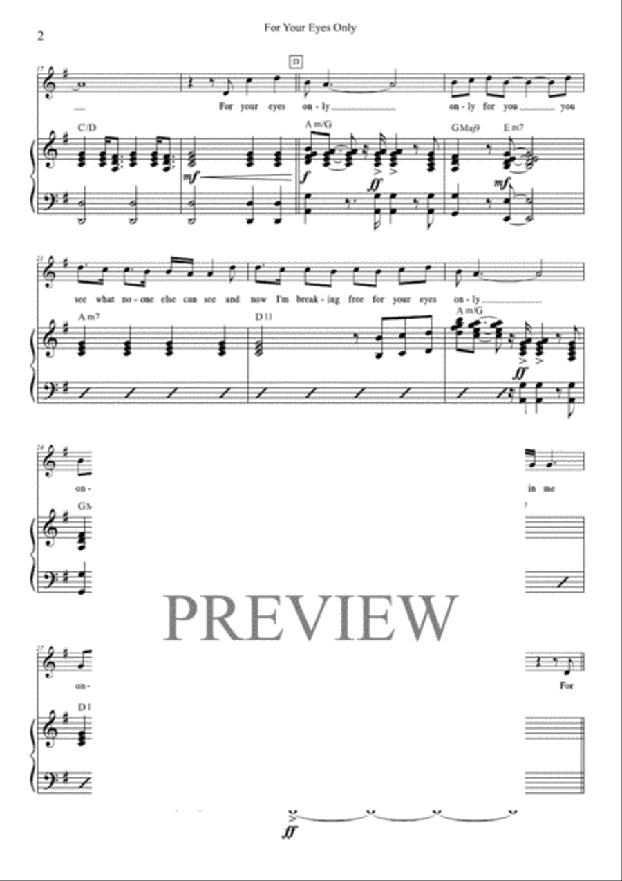 For Your Eyes Only Soprano Voice scores gallery preview page 2