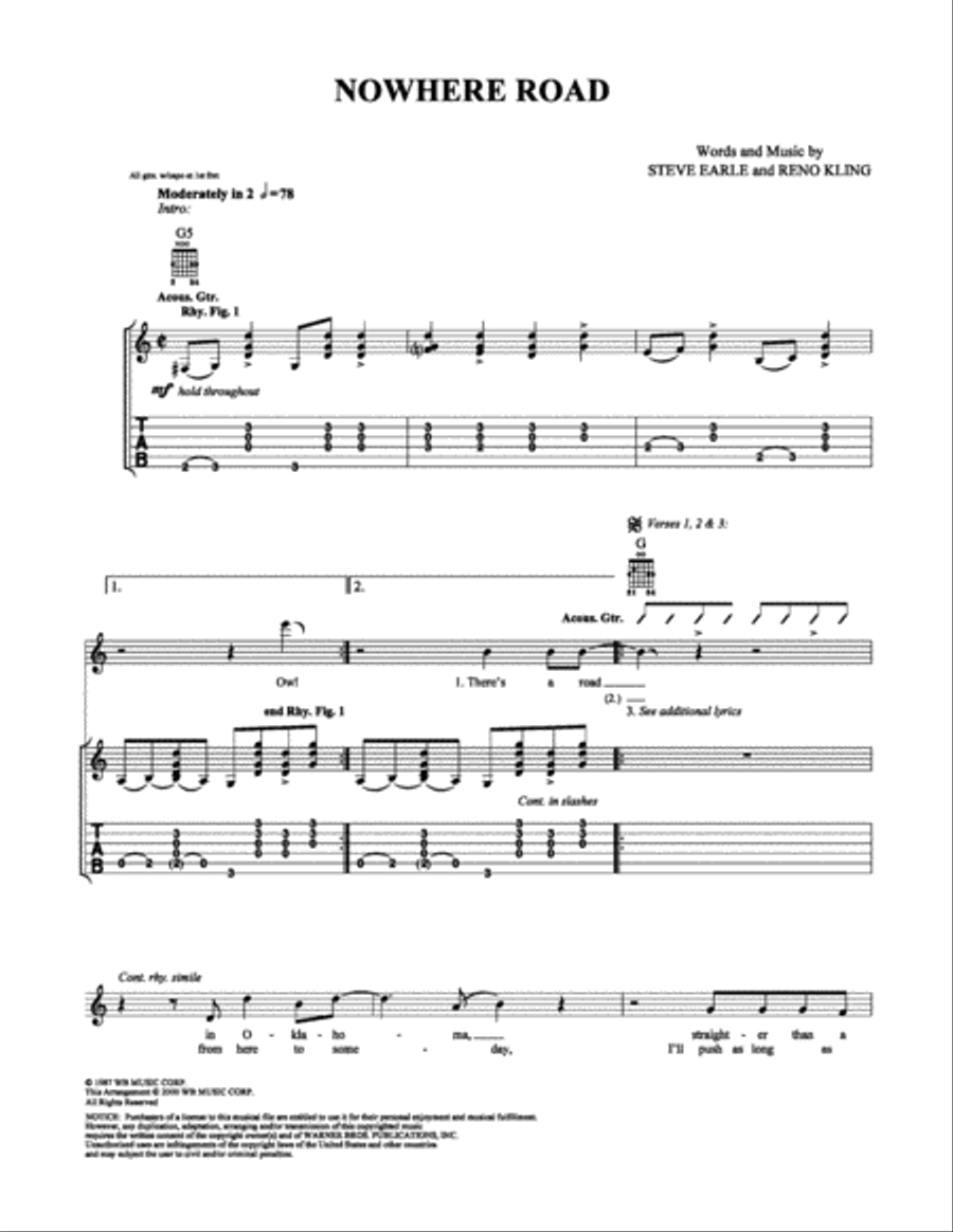 Nowhere Road Electric Guitar scores gallery preview page 1