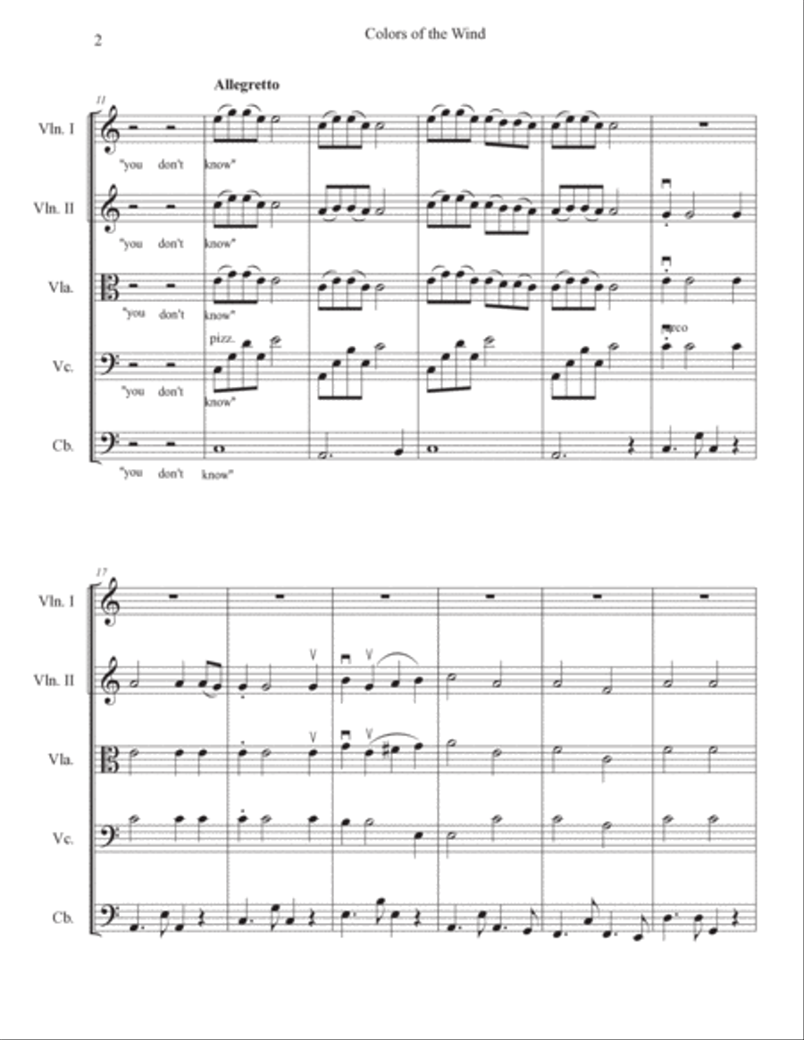 Colors Of The Wind String Orchestra scores gallery preview page 2