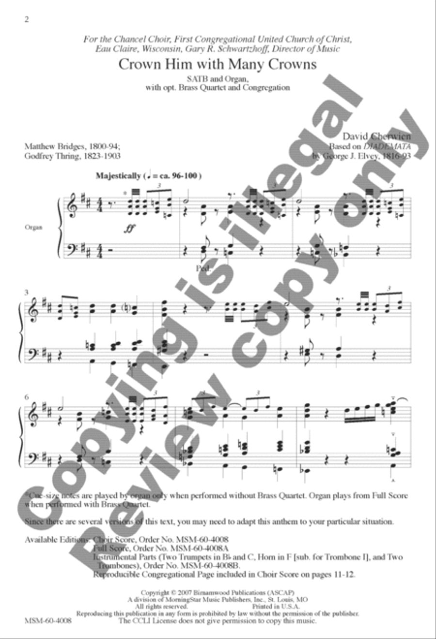 Crown Him with Many Crowns 4-Part scores gallery preview page 2