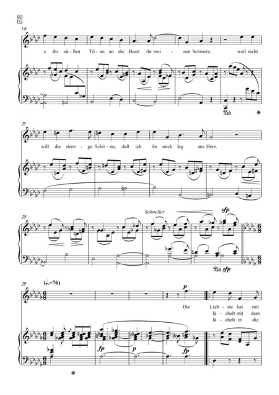 Schumann-Meine Töne still und heiter,Op.101 No.1 in A♭ Major for Voice and Piano Voice Solo scores gallery preview page 3