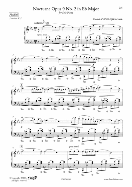 Nocturne Opus 9 No. 2 in Eb Major image number null