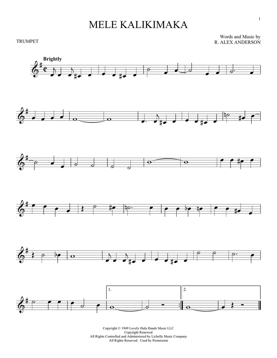 Mele Kalikimaka Trumpet Solo scores gallery preview page 1