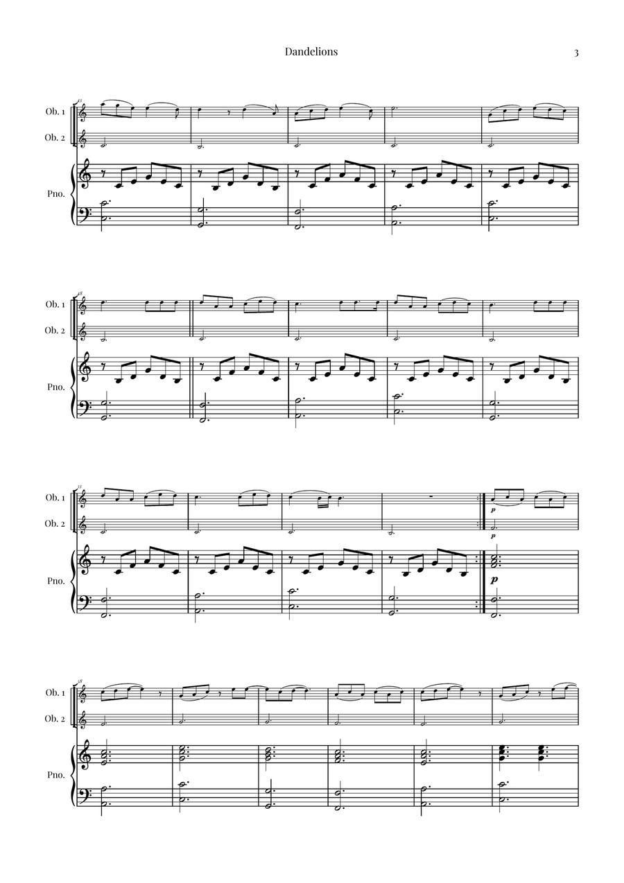 Dandelions Woodwind Duet scores gallery preview page 3