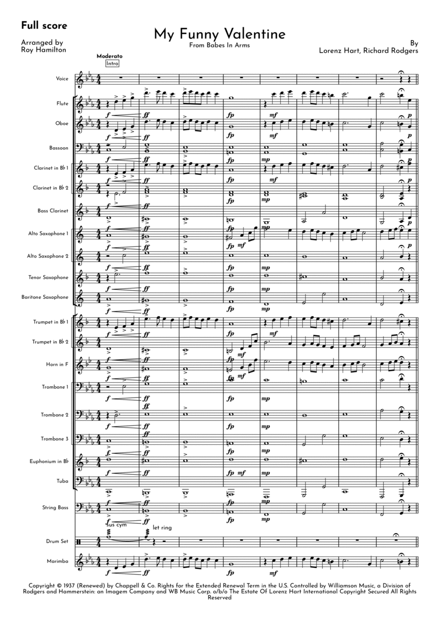 My Funny Valentine Concert Band scores gallery preview page 1