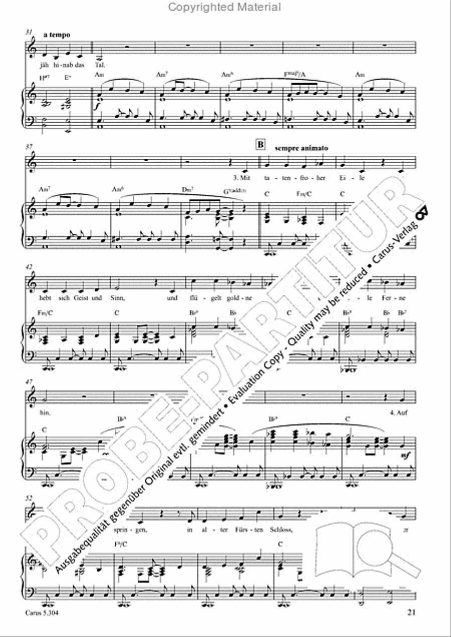 Schindler: Rosenzeit. Ein Liederzyklus uber die Liebe. Chansons fur Singstimme und Klavier Piano scores gallery preview page 22