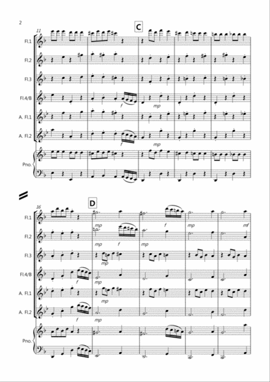 Dance of the Sugar Plum Fairy (fantasia from Nutcracker) for Flute Quartet Flute Quartet scores gallery preview page 2