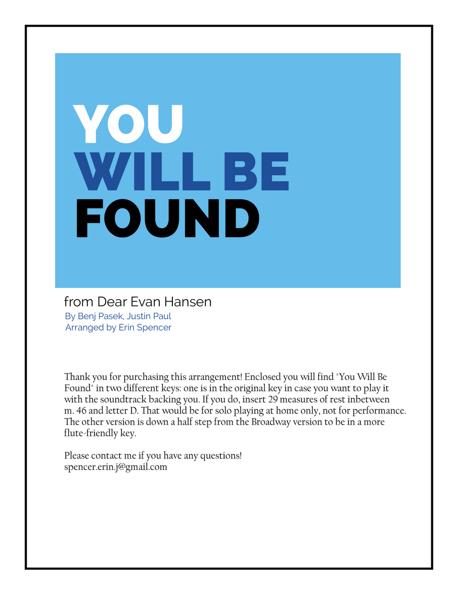 You Will Be Found Flute Solo scores gallery preview page 1