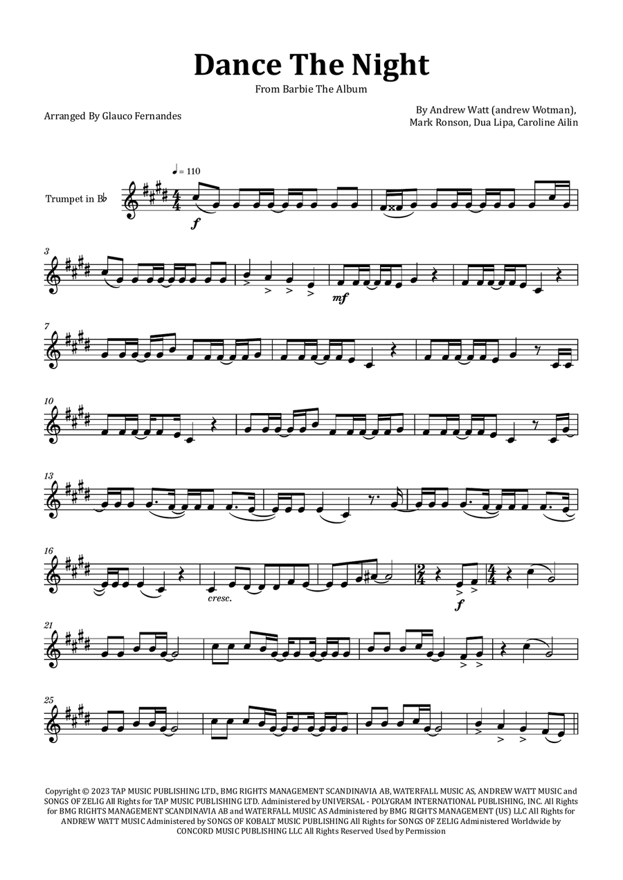 Dance The Night Chamber Music scores gallery preview page 1