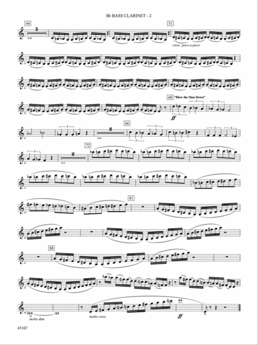 Down to the Sea in Ships (from the NBC TV Film Project 20): B-flat Bass Clarinet Concert Band scores gallery preview page 3