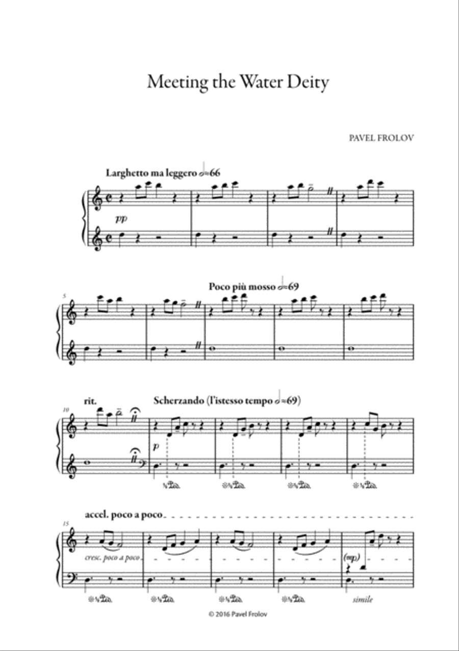 Meeting the Water Deity Easy Piano scores gallery preview page 1
