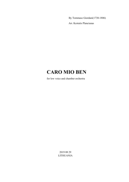 Caro mio ben (For voice and chamber orchestra) image number null