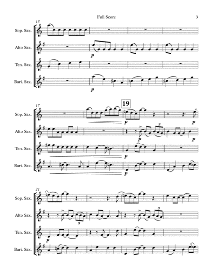 Baby, It's Cold Outside Saxophone Quartet scores gallery preview page 3