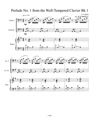 Prelude No.1 from The Well-Tempered Clavier Book 1 BWV 846 (Cello Duet) with optional piano accompan