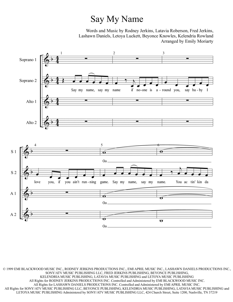 Say My Name SSAA scores gallery preview page 1