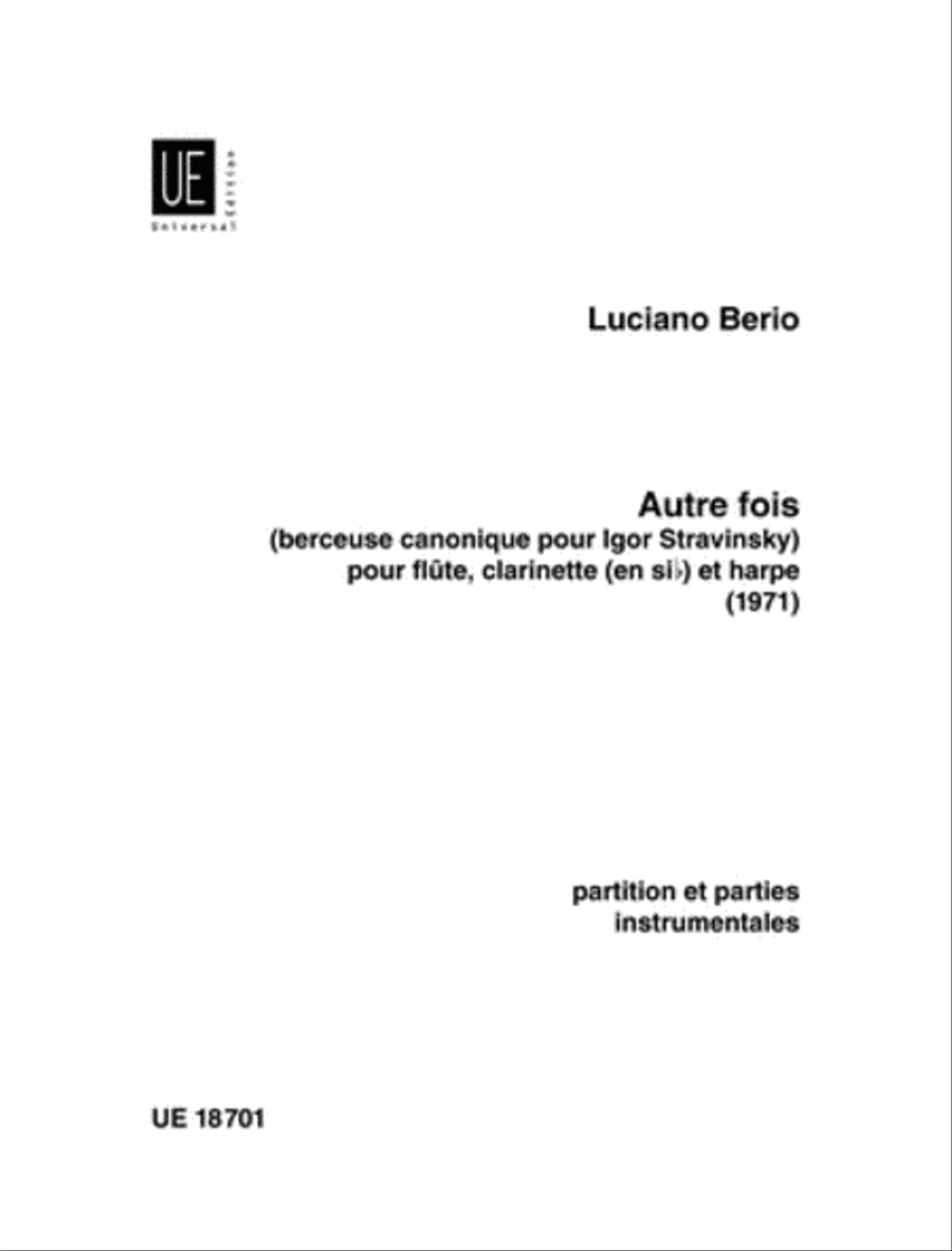 Autre Fois, Flute/Clarinet/Har Clarinet scores gallery preview page 1