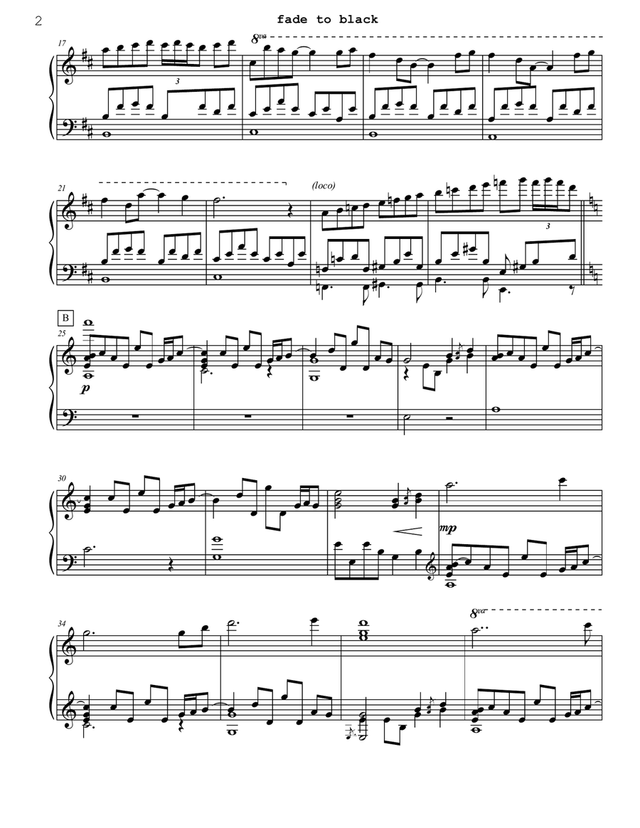 Fade To Black Piano Solo scores gallery preview page 2