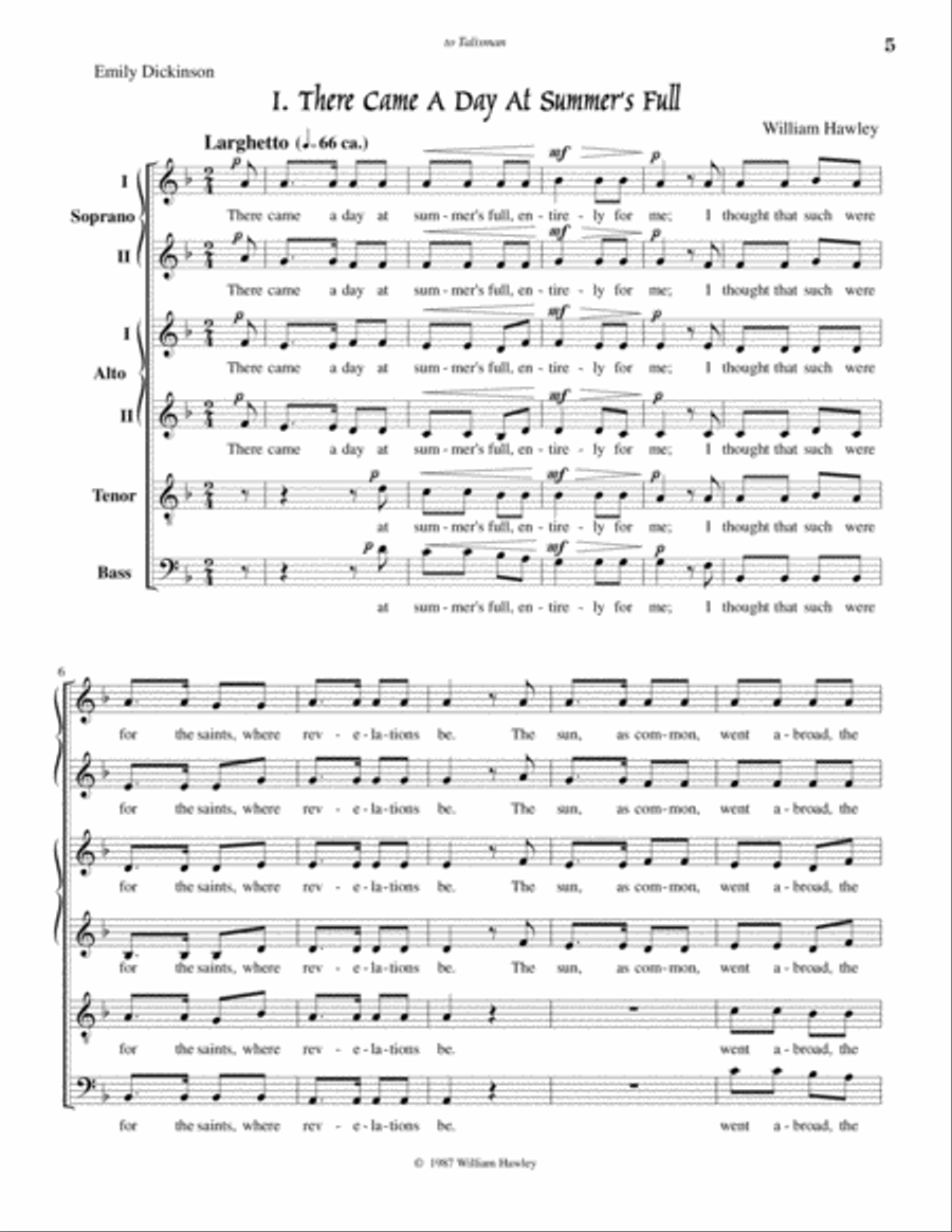 Six Dickinson Settings Divisi scores gallery preview page 5