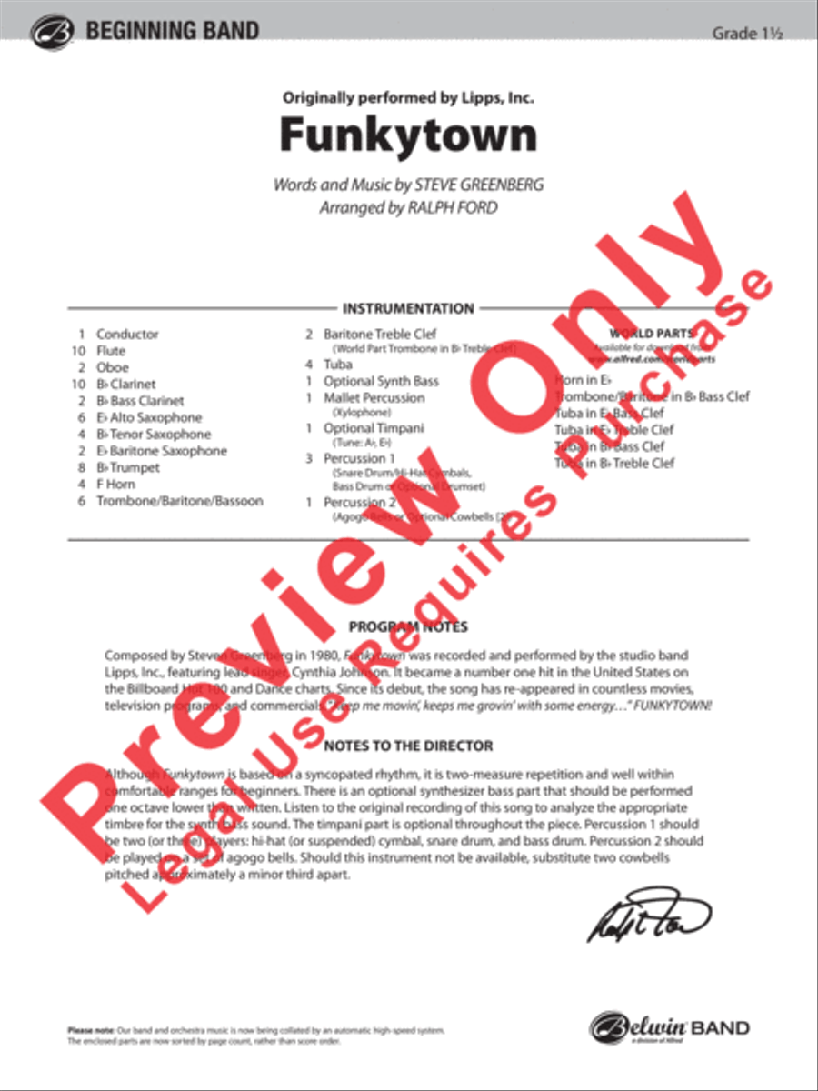 Funkytown Funkytown Concert Band scores gallery preview page 2