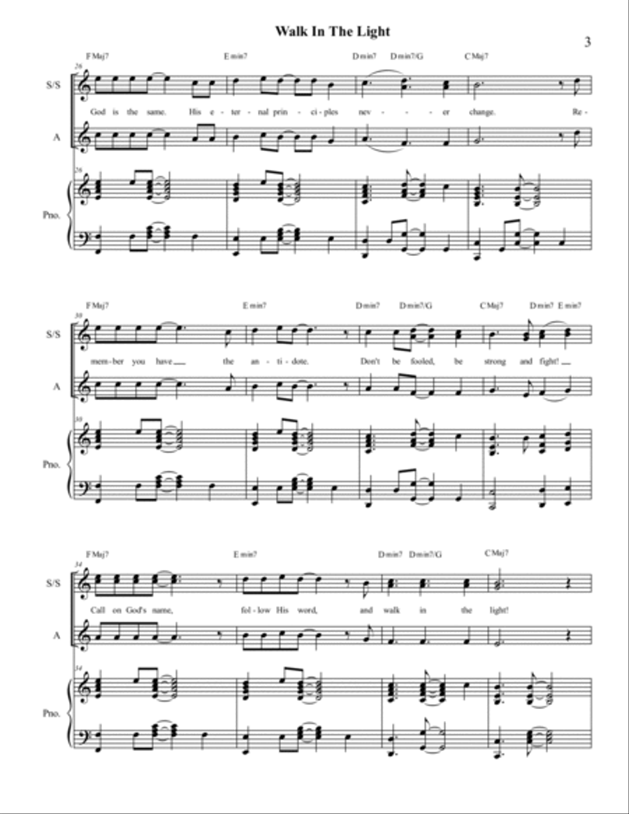 Walk in the Light - SSA Choir Version SSA scores gallery preview page 5