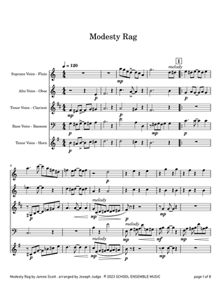 Modesty Rag by James Scott for Woodwind Quartet in Schools