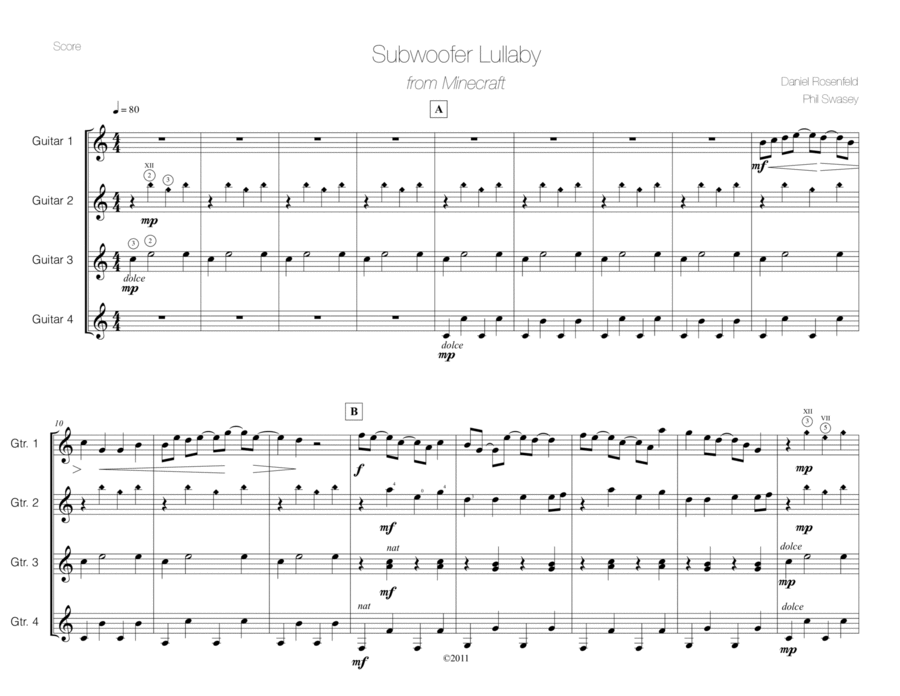 Subwoofer Lullaby Subwoofer Lullaby Guitar Ensemble scores gallery preview page 1