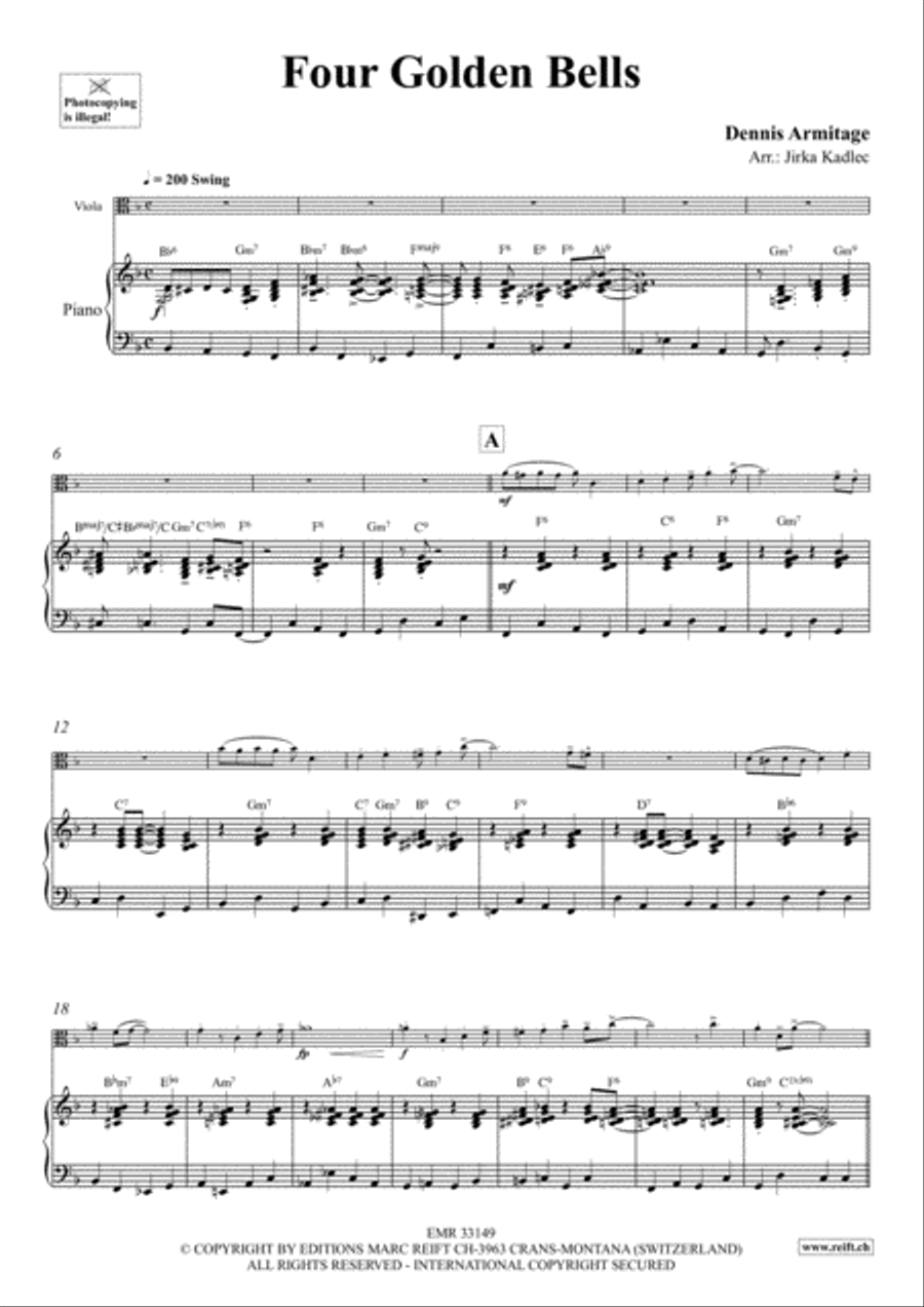 Four Golden Bells Viola scores gallery preview page 4