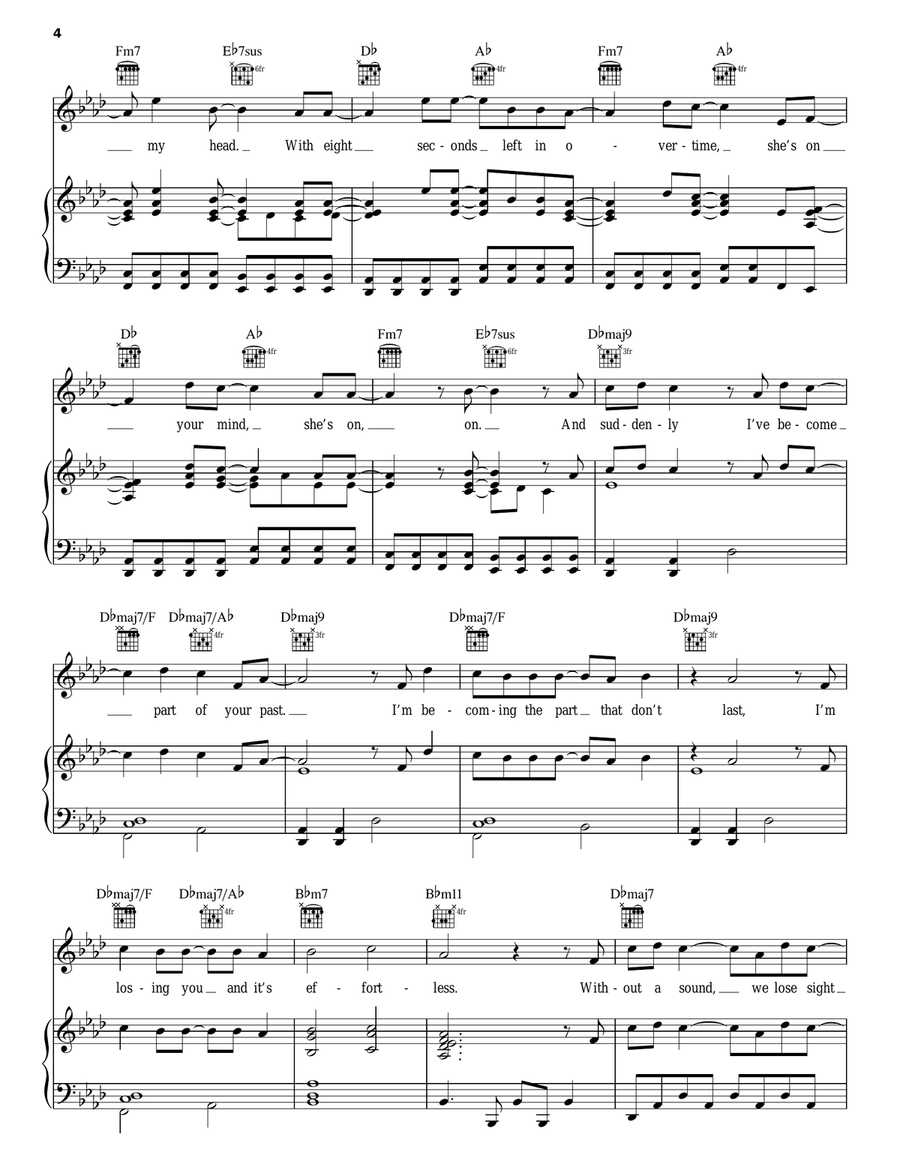 Over My Head (Cable Car) Piano, Vocal, Guitar scores gallery preview page 4