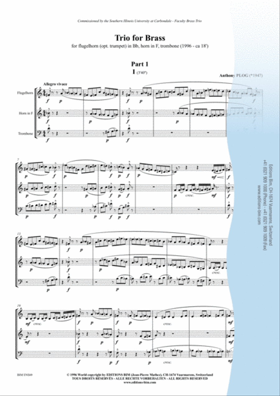 Trio for brass Trio for brass Horn scores gallery preview page 2