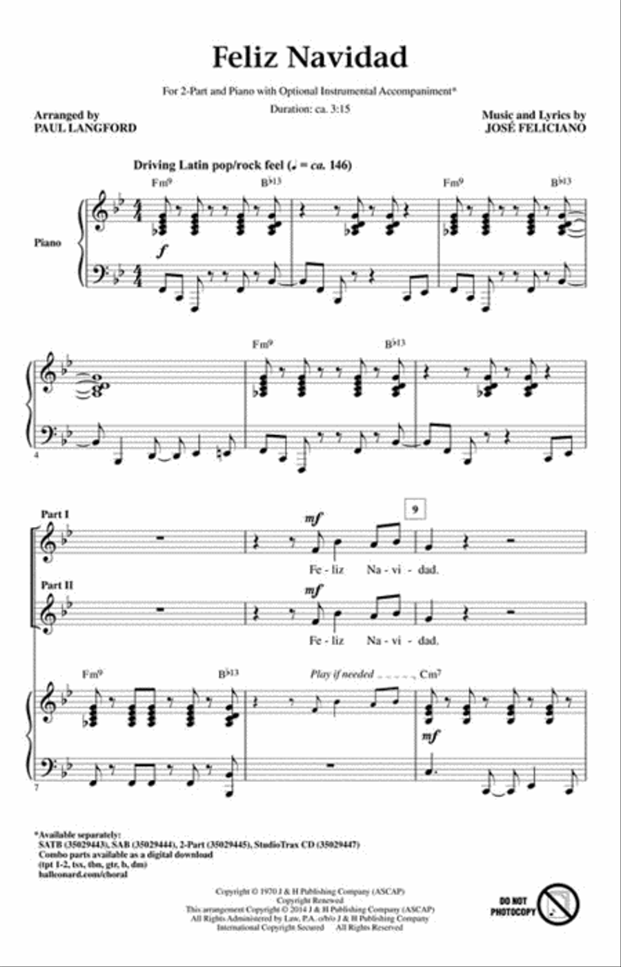 Feliz Navidad Choir scores gallery preview page 2