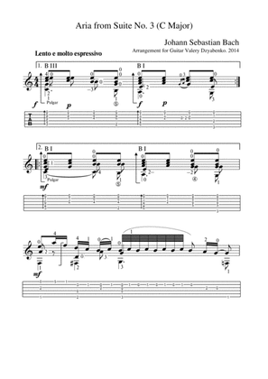 Aria from Suite No. 3. Johann Sebastian Bach. Arrangement for Guitar.