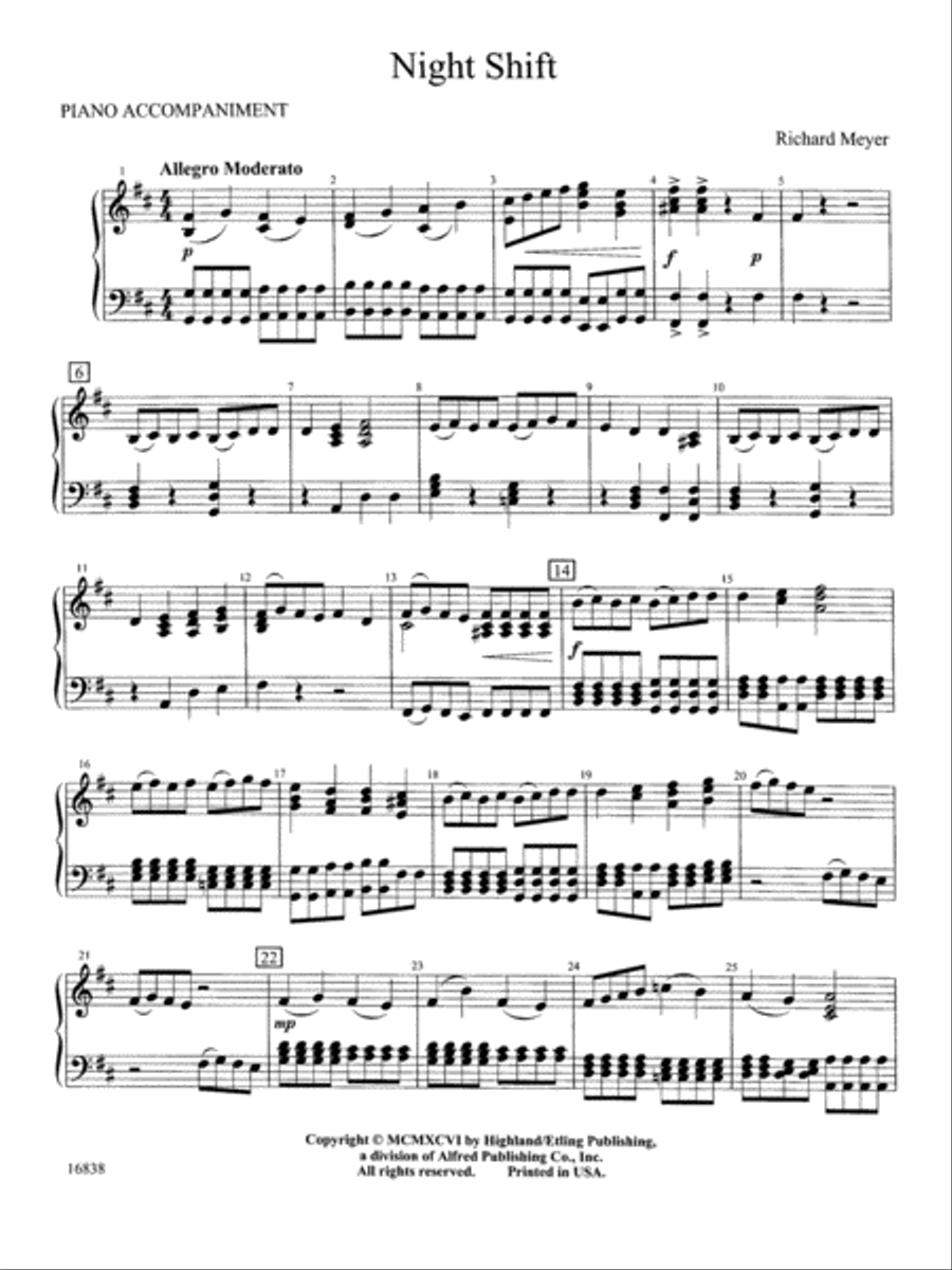 Night Shift: Piano Accompaniment Orchestra scores gallery preview page 1