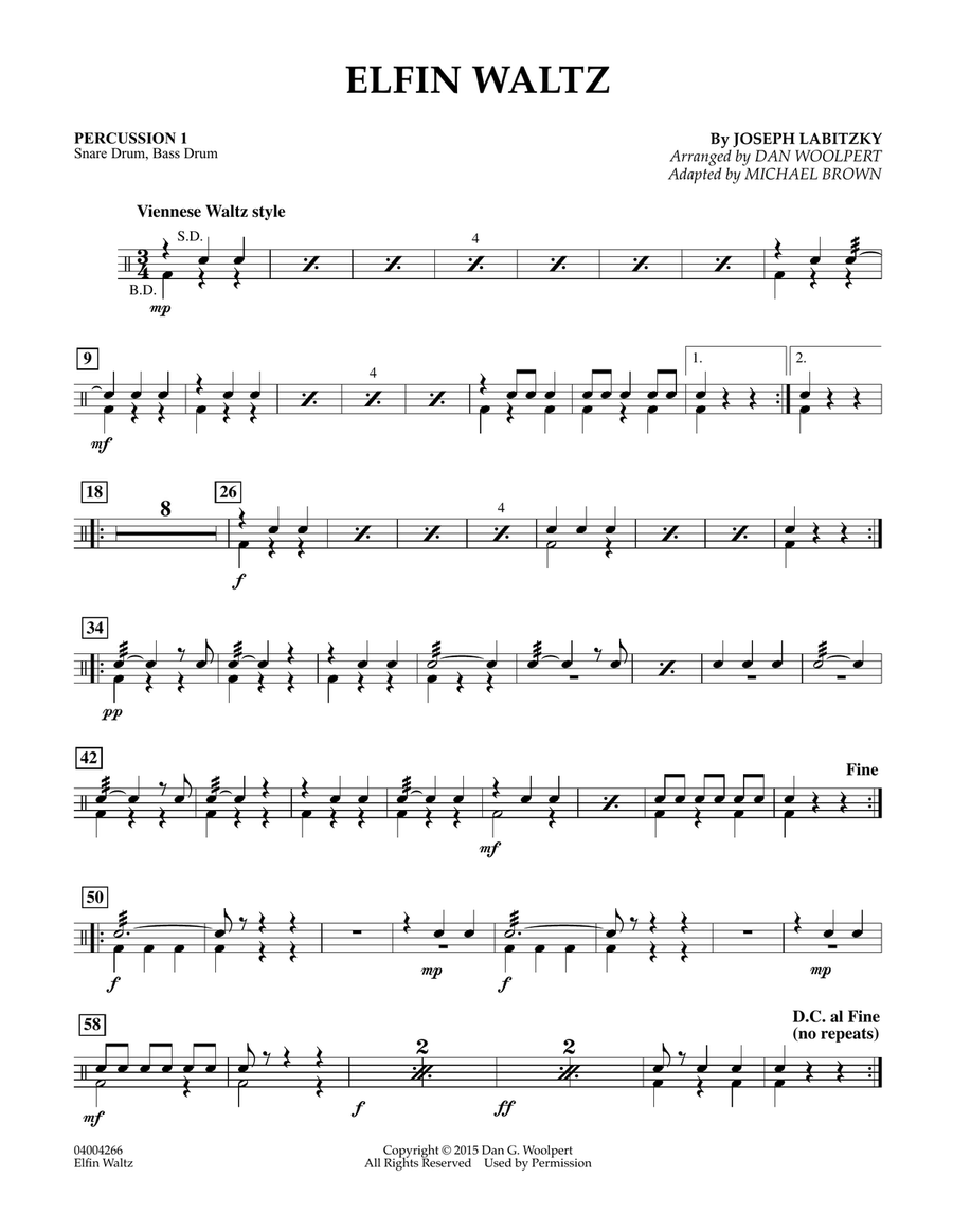 Elfin Waltz - Percussion 1 Concert Band scores gallery preview page 1