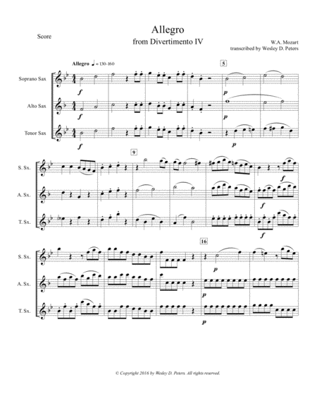 Allegro from Divertimento No. 4, K.229/439b image number null