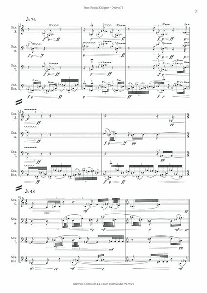 Objets IV – for saxophone quartet (SCORE in C) image number null