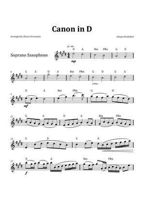 Canon by Pachelbel - Soprano Saxophone & Chord Notation