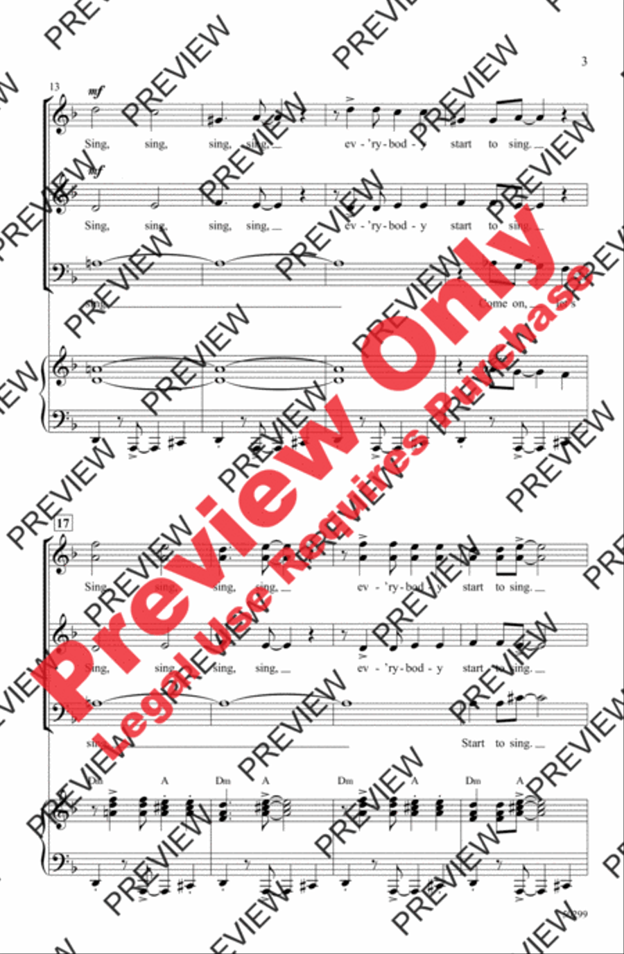 Sing, Sing, Sing Sing, Sing, Sing 3-Part scores gallery preview page 3