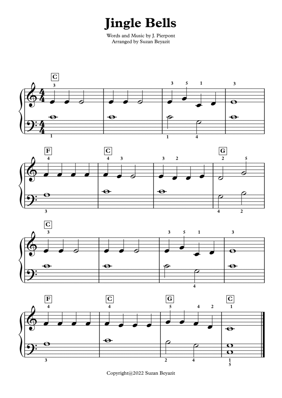 Jingle Bells - Piano (Level 1) Easy Piano scores gallery preview page 1