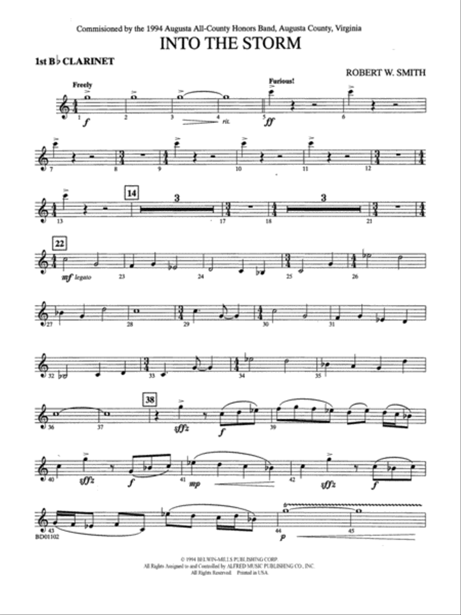 Into the Storm: 1st B-flat Clarinet Concert Band scores gallery preview page 1